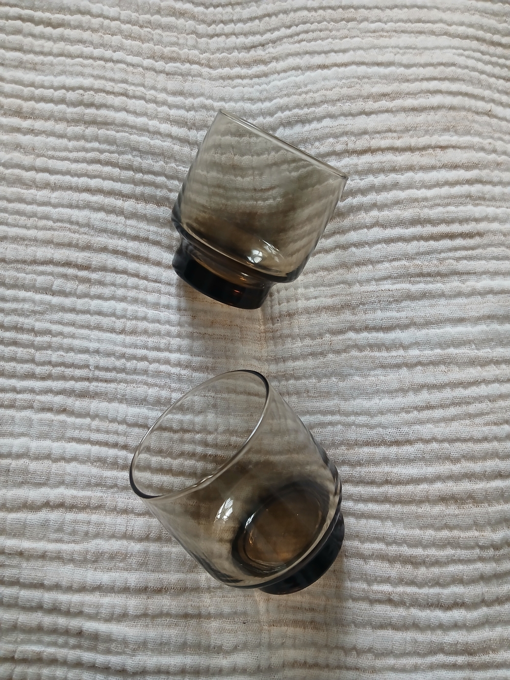 Vintage Libbey Tawny Accent Smoky Brown Stacking Glasses